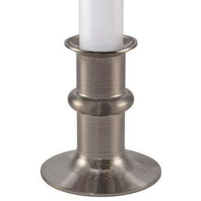 612 Vermont Ultra-Bright LED Window Candles with Timer, Battery Operated, Metal Base, White Candlestick, Adjustable Height (Pack of 4, Brushed Nickel)
