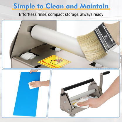 12" Folding Manual Dough Sheeter with 2 Rolling Boards, Adjustable Thickness Dough Rolling Machine, Compact Stainless Steel Dough Sheeter for Pizza, Pastry, Pasta, Fondant, Cookie Dough & Home Baking