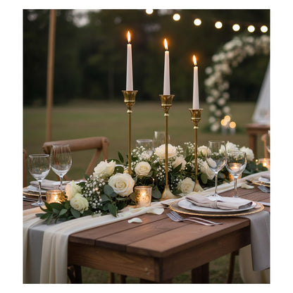 Candle Holder, Modern Minimalist Brass Gold Metal Candlestick Holders, Set of 3 Tall - Elegant Taper Candle Holders for Table Centerpiece, Wedding, Dinner Party Home Decor (2 Set 6 pcs)