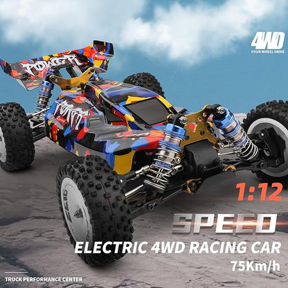 GoolRC WLtoys 124007 Brushless RC Cars 1:12 Scale Remote Control Car 4WD 75km/h High Speed Racing Car 2.4GHz All Terrain Off Road RC Truck RTR with Metal Chassis for Adults