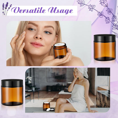 36 Pcs 4 oz Glass Jars with Lids, Clear Candle Jars with Black Lids Round Empty Candles Container Tins Candle Making Storing Lotions Spice Powder Liquid Sample Makeup (Amber)