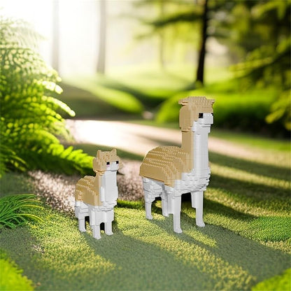 Larcele Animal Series Micro Building Blocks Animal Set DIY Mini 3D Building Toy Bricks1258 Pieces KLJM-07 (Two Alpacas)