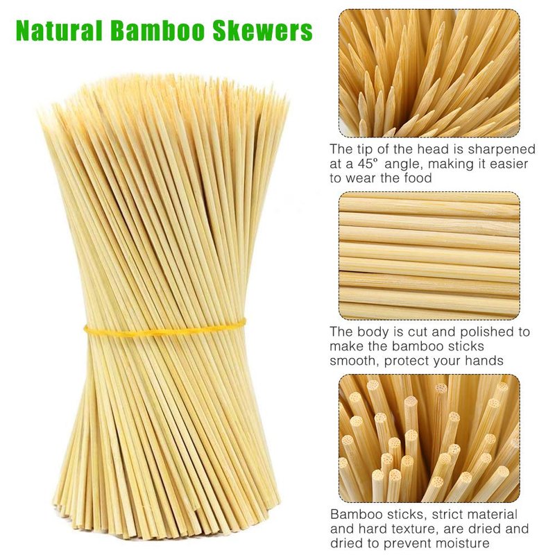 Hysagtek 400 Pcs Wood Skewers 6 Inch Bamboo Skewers Fruit Skewers Chocolate Fountain Sticks Fondue Sticks for Appetizer, BBQ, Cocktail, Kabob, Chocolate Fountain, Barbecue, Party