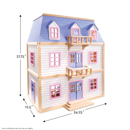 Melissa & Doug Wooden Multi-Level Dollhouse Wooden Multi-Story Pretend Play Dollhouse for Kids