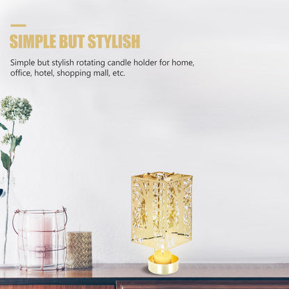 Beaupretty Rotating Candle Holder Christmas Carousel Spinning Candlestick Tealight Holder Romantic Candle Spinner for Holiday New Year Party Wedding Golden