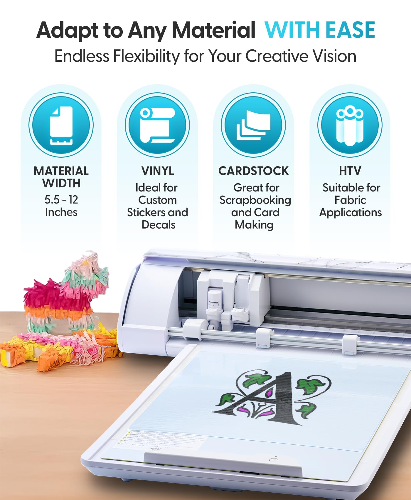 Silhouette America Cameo 5 Alpha (α) Smart Cutting Machine, Bianco Carrara (Deluxe Bundle) - Includes Studio Software, 36 Vinyl Rolls, PixScan Mat, Tool Kit & 25 Free Designs for DIY