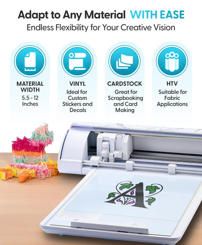Silhouette America Cameo 5 Alpha (α) Smart Cutting Machine, Bianco Carrara (Deluxe Bundle) - Includes Studio Software, 36 Vinyl Rolls, PixScan Mat, Tool Kit & 25 Free Designs for DIY