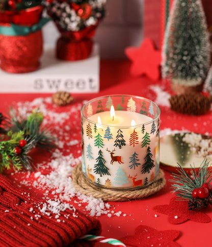 Christmas Candle, Pine Scented Candle, Christmas Tree Scented Candle, Winter Candle, Large 3 Wicks Candle, 14oz