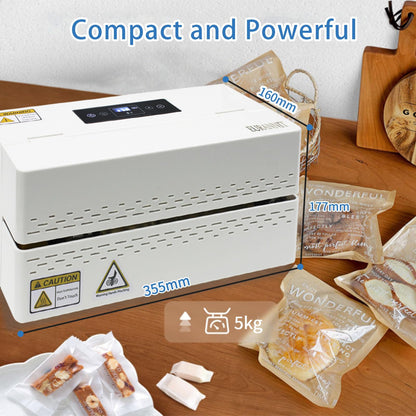 Eurannit Heat Sealer Machine, Automatic Continuous Band Sealer with Digital Temperature Control, Horizontal Bag Sealer for Packing Bags, Desktop White