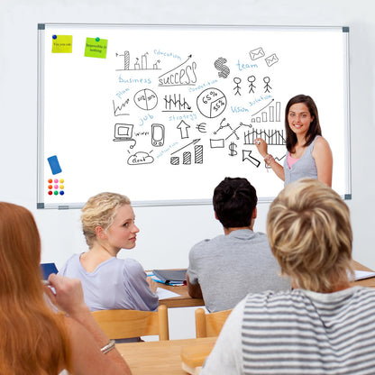H-Qprobd Dry Erase White Board for Wall 6' x 3' Large Magnetic Whiteboard 72"x36" Aluminum Presentation Whiteboard with Long Pen Tray, 6 Markers, 2 Erasers &12 Magnets