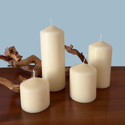 Stonebriar Unscented Pillar Candles – 18 Hour Burn Time, Long-Lasting Wax Candles for Weddings, Holidays, Home Décor & Special Events, Pack of 3, Ivory, 3" x 3"