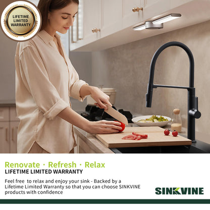 Drop-In Deep Laundry Sink 25 x 22 inch Black, SINKVINE Single Bowl Nano Stainless Steel Kitchen Sink for Outdoor and Indoor Top Mount, with Drain Strainer, Bottom Grid, Roll-up Drying Unit, Dark Gray