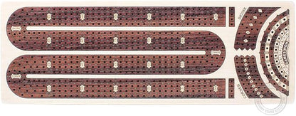 House of Cribbage - Continuous Cribbage Board/Box Inlaid in Maple/Rosewood : 4 Track - Side Drawers with Score Marking Fields for Skunks Corners and Won Games