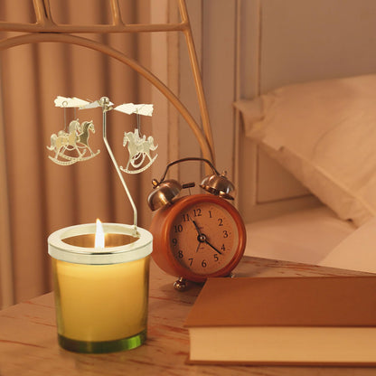 WATIIFUFU Rotating Tealight Holder Iron Candle Holder Carousel Pendant Elegant Romantic Decor Gift for Valentines Christmas Party Home