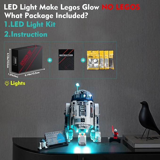 VONADO LED Light Kit Compatible with Lego R2-D2 Brick Built Droid 75379 (No Models Only Light) Creative Lighting Set Accessories Compatible with Lego R2-D2 25th Anniversary Set