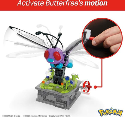 MEGA Pokémon Building Toys Set Motion Butterfree with 605 Pieces 7 Inches Tall Moving Wings Kids or Adult Collectible