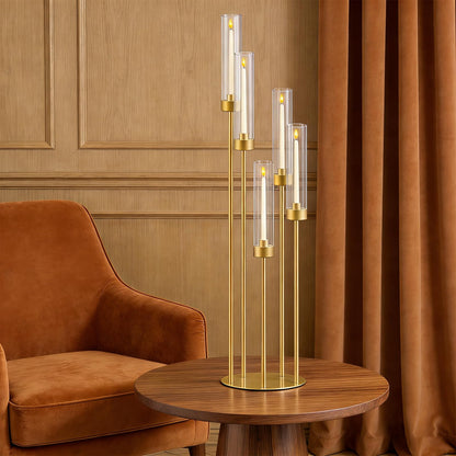 35in 4 Set Gold Candelabra Candle Centerpieces for Tables Candlesticks Holder Wedding Centerpieces Table Decorations Fit 0.9" LED Candle