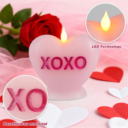 Sariiraw Valentine Heart Shaped Flameless Candle with Remote & Timer - Romantic LED Mood Light, Battery Operated for Valentine's Day, Anniversary & Home Decor (Pink)