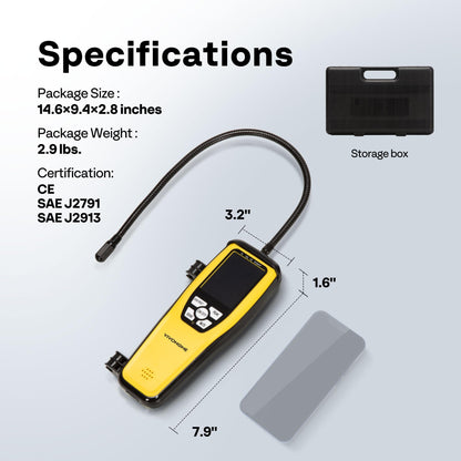 VIVOHOME HVAC Refrigerant Freon Leak Detector with Rechargeable Battery, AC Sniffer Leak Detector for R134a R410a R1234yf R454B R32 CFCs HCFCs HFCs HFOs HCs, Max Sensitivity up to 0.03oz./yr