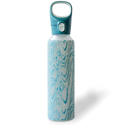 Pyrex 24-Oz Color Changing Glass Water Bottle with Silicone Coating, Leakproof and Textured Glass Reusable Water Bottle with Flip-Top Lid, Eco-Friendly, BPA-Free Silicone Coating, Happy Floral