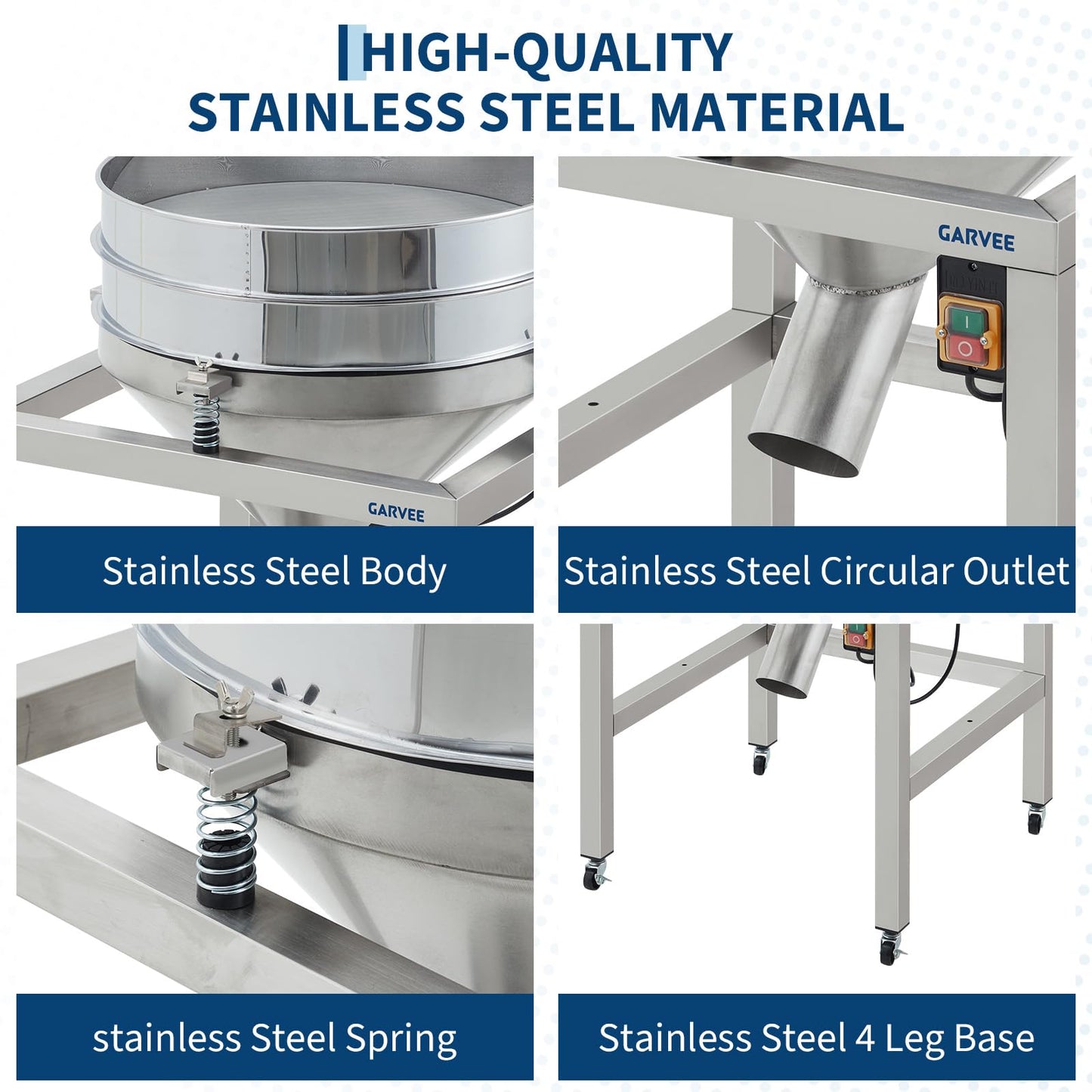 Commercial Automatic Electric Sifter Shaker Machine, Automatic Powder Sifter Machine with 40 Mesh & 100 Mesh Screens, Wheels, for Baking Powder Grain Particles Food Industrial Processing