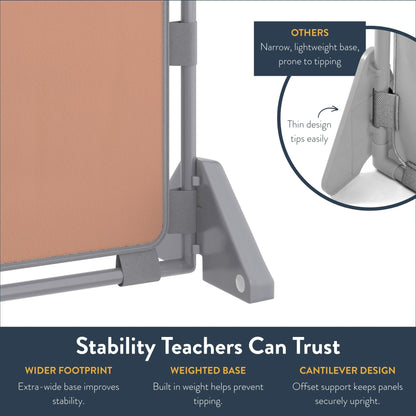 Children's Factory Big Screen PlayPanel, Kids Room Divider, Classroom Privacy Screen, Cantilever Feet Included, Clay