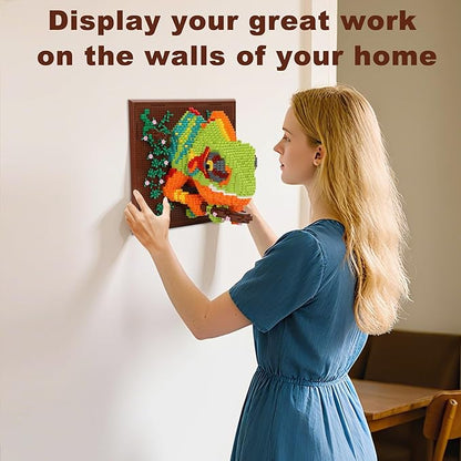 3D Wall Art Chameleon Animal Micro Building Blocks Set for Adults 2688 PCS Unique Home Decor &amp Creative Table Display Creative Gift Toy for Art Enthusiasts And People Who Love Building Blocks