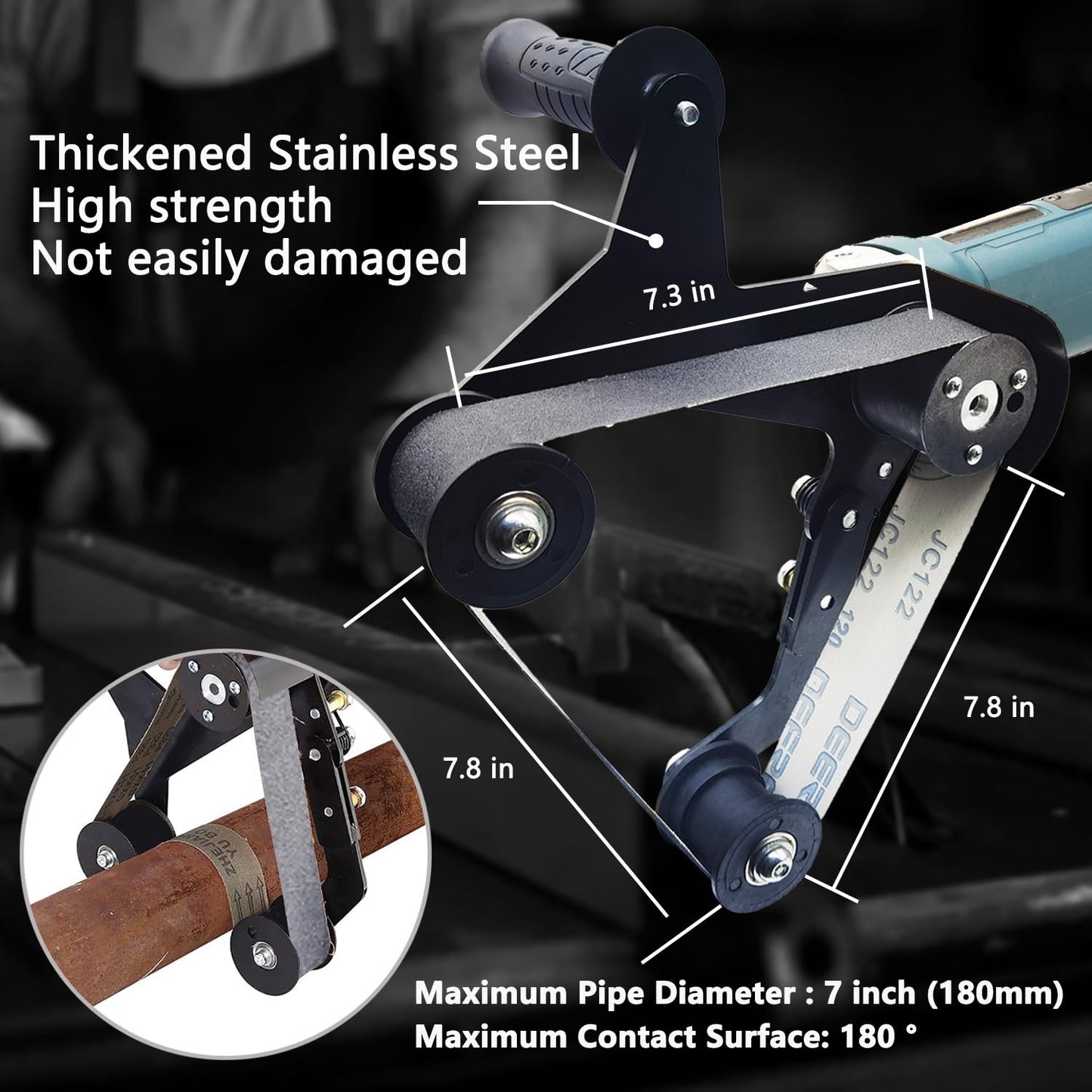 Pipe Belt Sander - 1280W Industrial Grade Pipe Tube Polishing Sandingwith 6 Variable Speeds,Suitable for Polishing Various Circular Pipe Materials,Woodworking and Metal Rust Removal(45Pcs Belts).