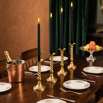 12-Pack 10' Tall Black Spiral Taper Candle Set - Dripless, Smokeless for Halloween&Christmas, Unscented Candlesticks, Dripelss Tapered Candles for Table Rituals,Memorial Prayer Wiccan Rituals.