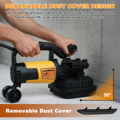 4-Head Concrete Grinder Set, 4" 3800W Concrete Floor Grinder with Long Handle, Dust Extraction Shroud & Water Pump, 6000RPM Concrete Surface Grinder Machine for Grinding Concrete Marble Granite