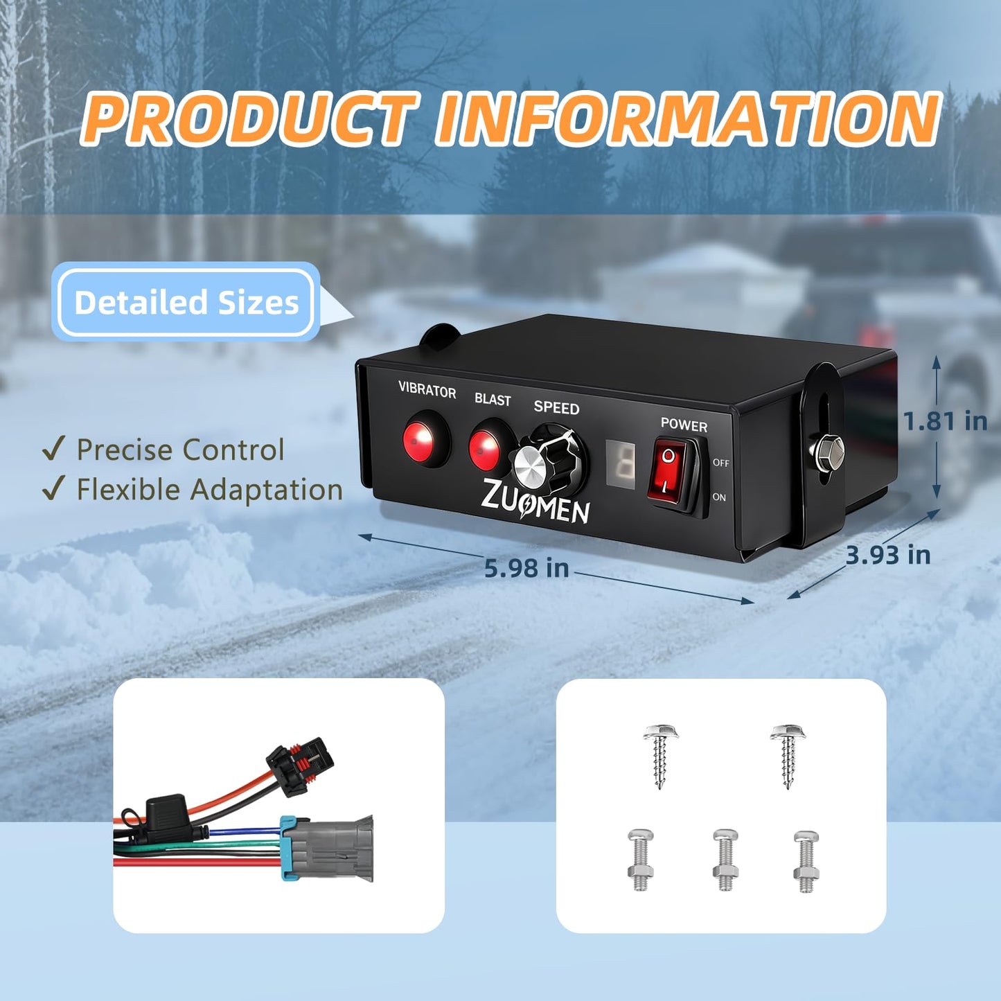 Zuomeng Salt Spreader Speed Controller, 0–9 Speed Levels with Blast Mode, Compatible with TGS Series Tailgate Spreaders SaltDogg 3011864, Cab Control Prevents Clogging for Winter Snow Removal