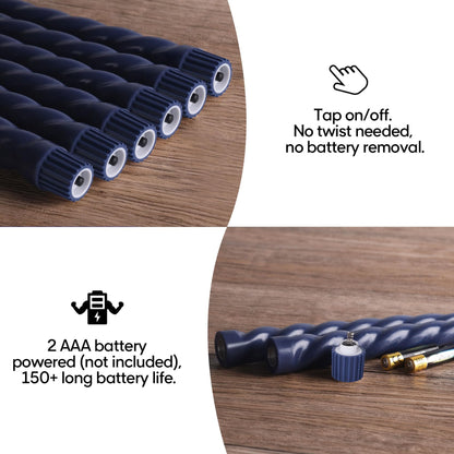 Girimax Spiral Flameless Taper Candles with Remote, Navy Blue Candles Battery Operated, Flickering LED Wax Candlesticks Set of 6