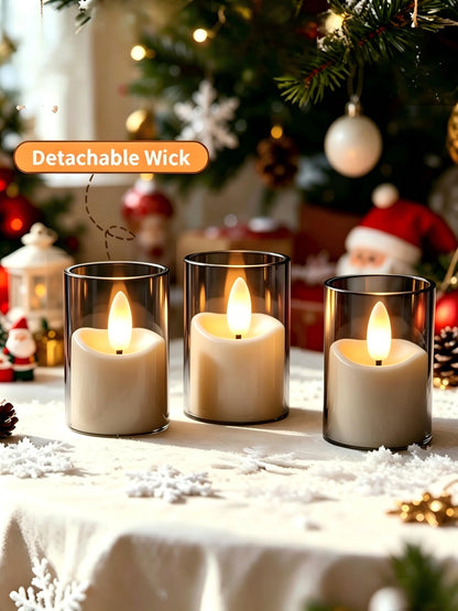 YTRUSTIX Rechargeable Flameless Tea Light Candles with Timer Remote, 1.7"x2.5" Acrylic Small Votive Electric LED Candles Battery Operated for Home Aniversary Wedding Holiday Decor (Pack of 6, Gery)