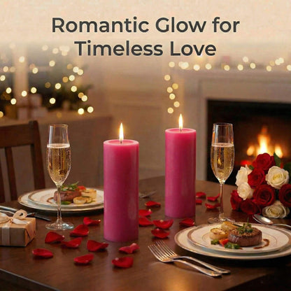 Richland Set of 3 Pillar Candles 3" x 6" Unscented (Pink Rustic) for Weddings Home Holidays Relaxation Spa Church