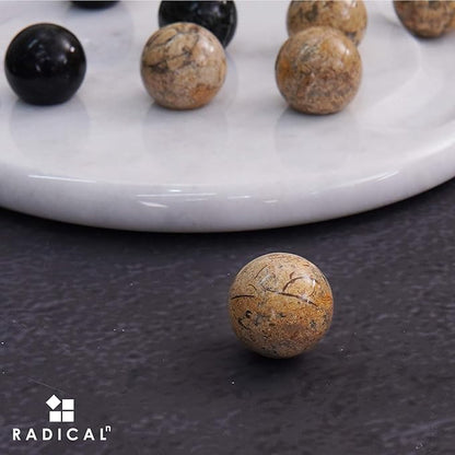Radicaln Marble Tic Tac Toe Board Game 10 Inches Black &amp Coral Handmade Adult Strategy Board Games for Game Night Ideal Brain Games for Tabletop