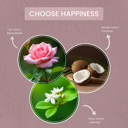 Carolina Choose Happiness 16 oz Scented Candle, 2 Wick Wellness Relaxing Candle, 60H Burn Time, Ideal for Creating a Welcoming Home - Made in The USA