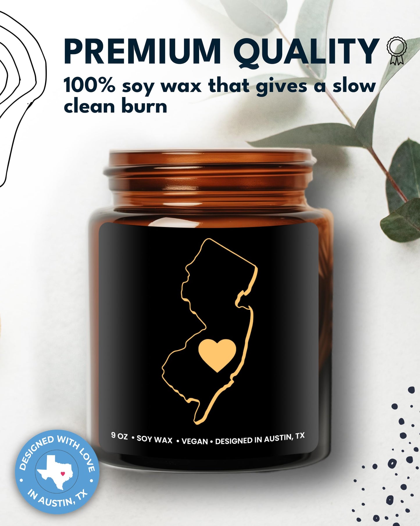 New Jersey Candle, Thoughtful New Jersey Themed Souvenir & Gifts for Men and Women, Unique State Gifts, Best Sentimental Gift for Moving Away, Ideal for Birthday, Christmas, Graduation, Gift Ready