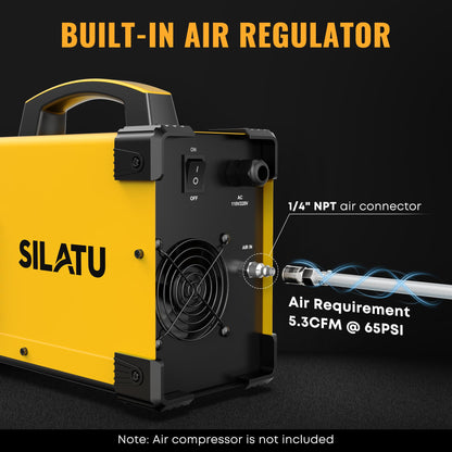 SILATU 55Amps Plasma Cutter, STC550P HF Non-Touch Pilot Arc Plasma Cutter Machine, 110/220V Dual Voltage LED Display Air Sensor Technology, 1/2'' Clean Cut 2/3'' Max Cut, PT/2T/4T for Beginners DIY