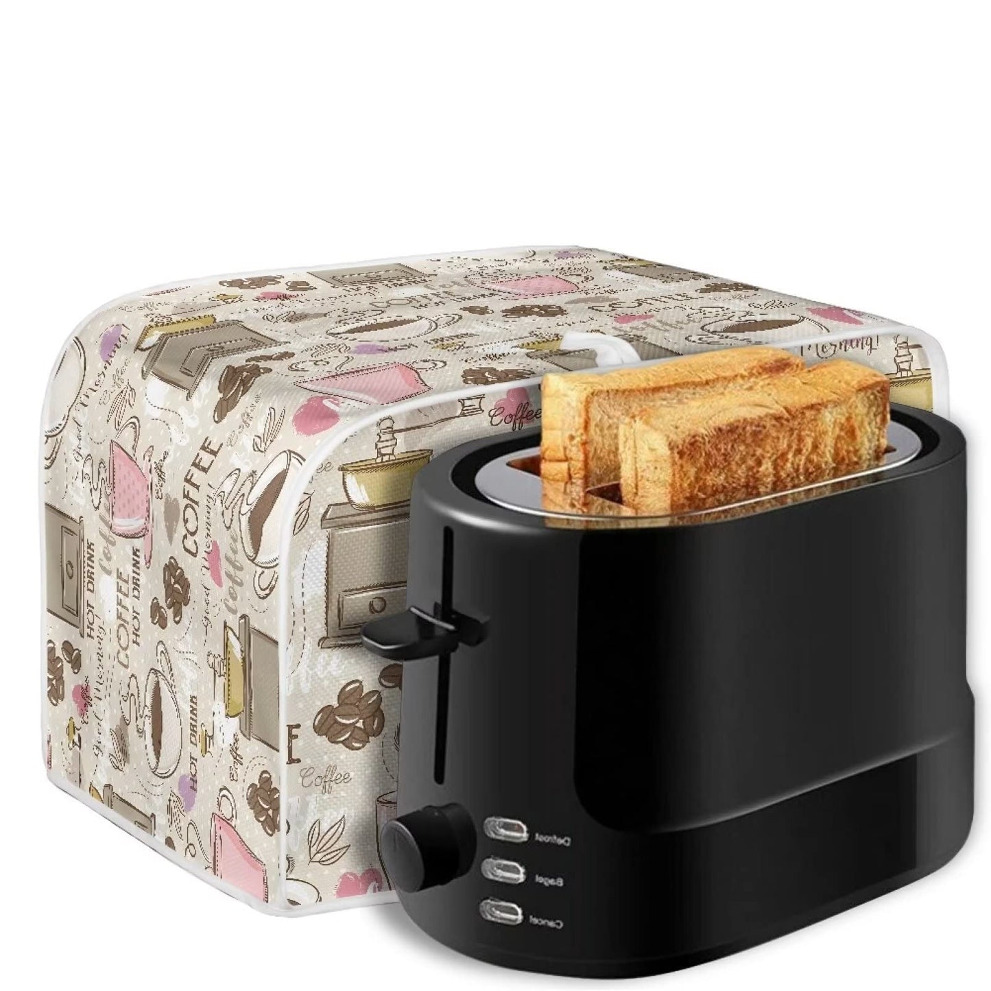 Talayituse Coffee Theme 2 Slice Toaster Covers Dust Protection Bread Maker Covers Toaster Oven Cloth Cover Kitchen Accessories Washable Appliance Cover
