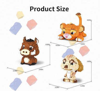 Lion Warthog Meerkat Mini Building Blocks Sets Not Compatible with Lego Animals 1856 PCS Micro Mini Building Toy Bricks for Adults Party Favors for Kids Boys Girls 14+