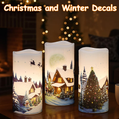 GenSwin Red Bird Flameless Candles with Timer, LED Candles with 3D Wick, Real Wax Pillar Candles for Halloween Christmas Indoor Decorations(D3” x H4”5”6”)