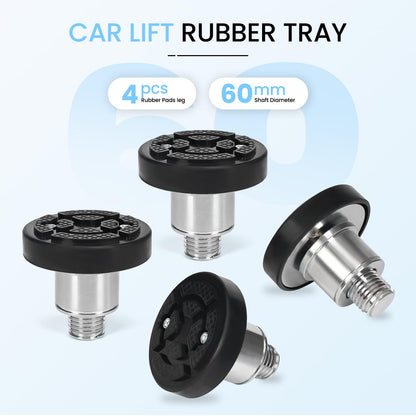 Atesilor 4pcs 60mm Screw Up Car Lift Adapter with Rubber Lift Pads, 4-8cm Extension Car Lift Feet Tray for Car Lift Bridge Jack Stable Support, Fit for Challenger 2 Post Lift