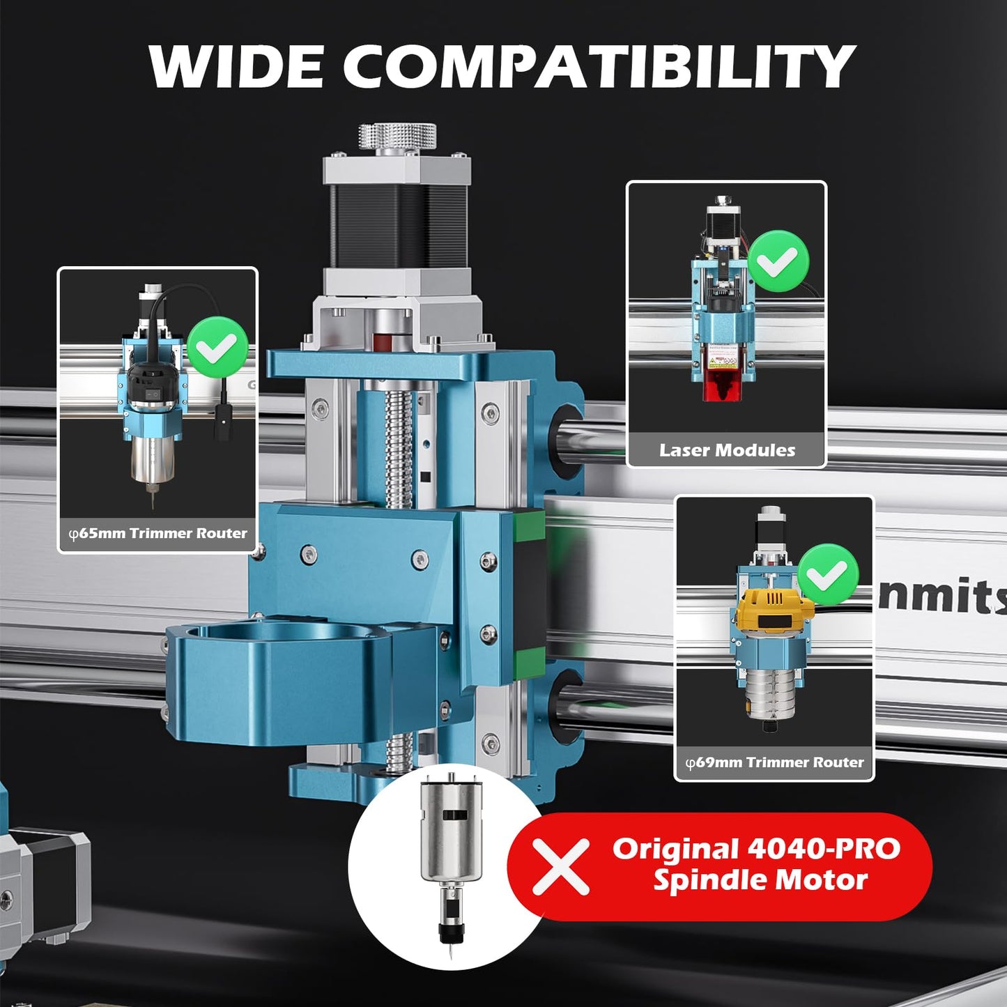 Genmitsu CNC XZ Axis Module Upgrade Accessories for 4040-PRO CNC Machine, Linear Rail Drive, 3-Axis Engraving Machine for Cutting and Milling Metal, Wood and Acrylic, GRBL Control