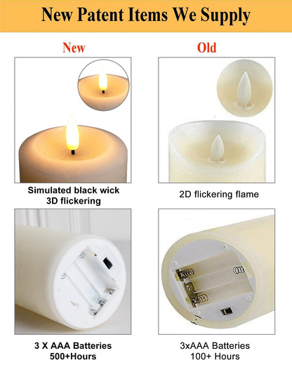 ANGELLOONG Flameless Pillar Candles with Remote, Real Wax LED Candles with Timer, Set of 3 Battery Operated Electric Flickering Candle for Home Decor, Living Room, Bedroom, Party