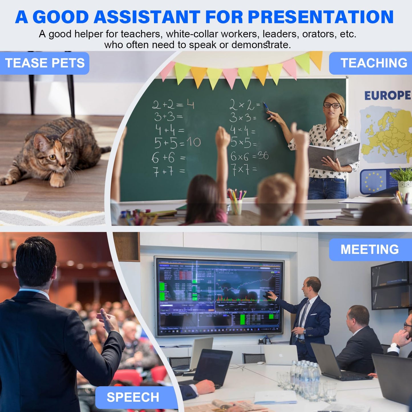 2-in-1 USB Type C Presentation Clicker Wireless Presenter Remote Clicker for PowerPoint Presentations with Clicker, RF 2.4GHz USB C PowerPoint Clicker Slide Advancer for Computer/Mac/Laptop