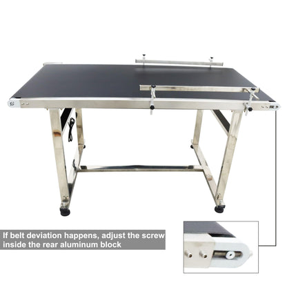BREVELTION PVC Flat Belt Conveyor Stainless Steel Industrial Transport Conveyor Adjustable Speed Conveyor with Double Guardrails Conveyor Length 59inch Width 27.5inch Load 55LBS 250W