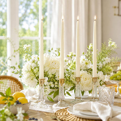 10 Inch Ivory Taper Candles Set of 4, Handmade Unscented Tapered Candles, Candle Stick Dinner Candles for Wedding Table Candlesticks Home Centerpiece Decor
