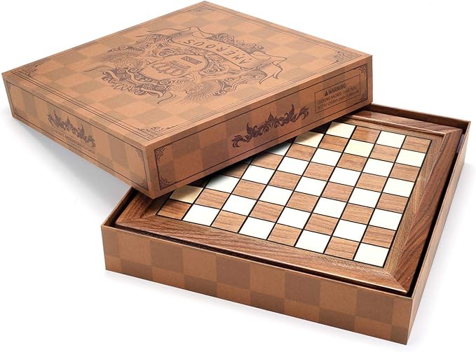 AMEROUS Magnetic Wooden Chess Set 12.8 x 12.8 Walnut Chess Board Game with 2 Built-in Storage Drawers - 2 Bonus Extra Queens - Chess for Beginner Kids and Adults Gift Packaging