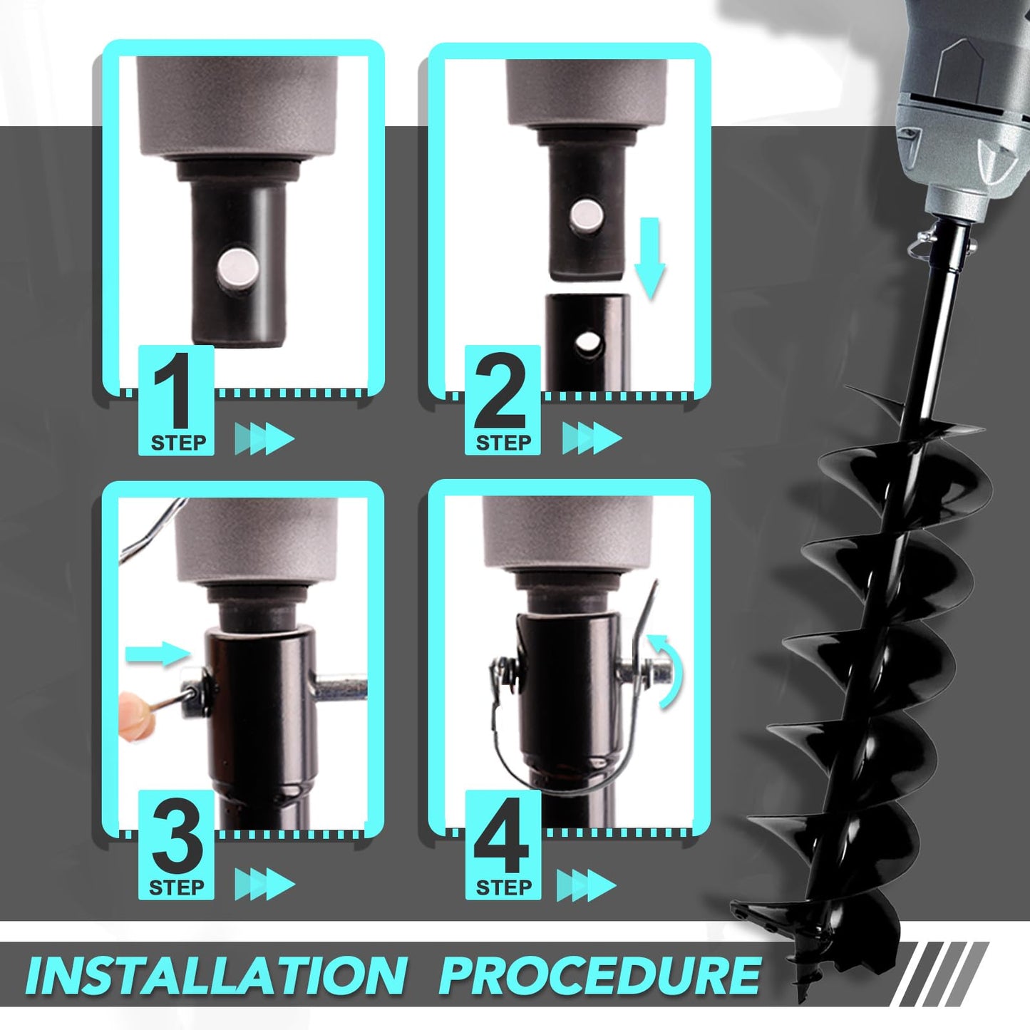40V Brushless Cordless Earth Auger 6 Inch Post Hole Digger w/ 2,5AH Battery, 4A Charger, Led Work Light，Forward & Reverse Direction
