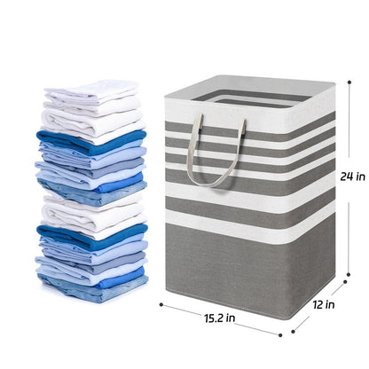 MANYOND 2 Pack Grey Laundry Baskets 75L Large, Collapsible Laundry Hamper Dirty Clothes Hamper Freestanding Waterproof with Reinforced Padded Handles, for Dorm Bedroom Bathroom Apartment Essentials